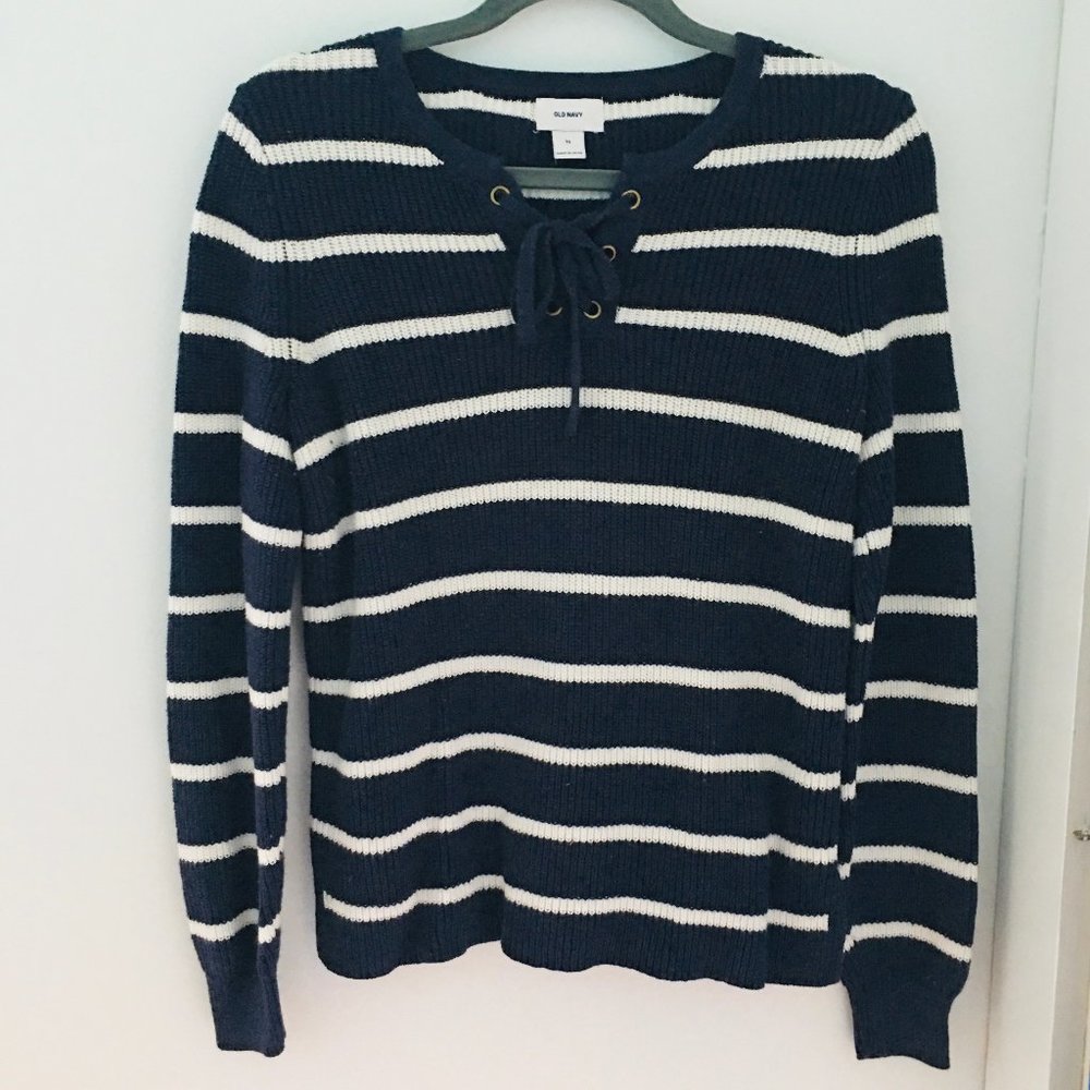 Women's blue striped sweater